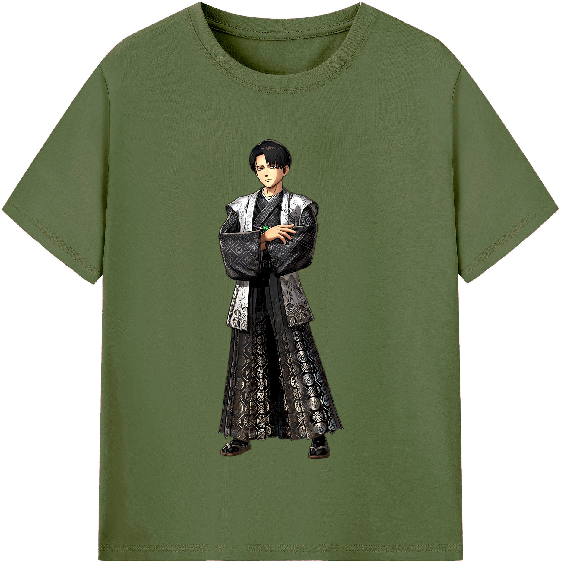 （画像用） 進撃の巨人 リヴァイ·アッカーマン Attack on Titan Levi Ackerman 綿100％半袖Tシャツ（フロントプリント）